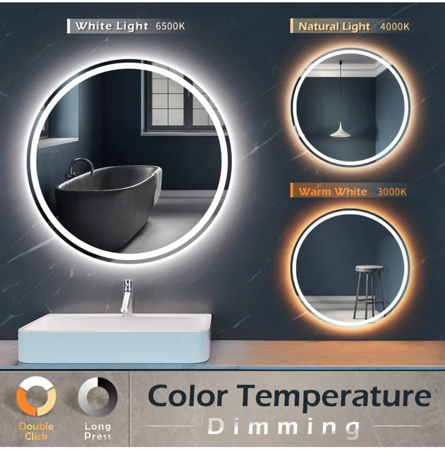 BATHROOM ROUND LED Wall Mirror Demister Illuminated Light Up 600x600 ...