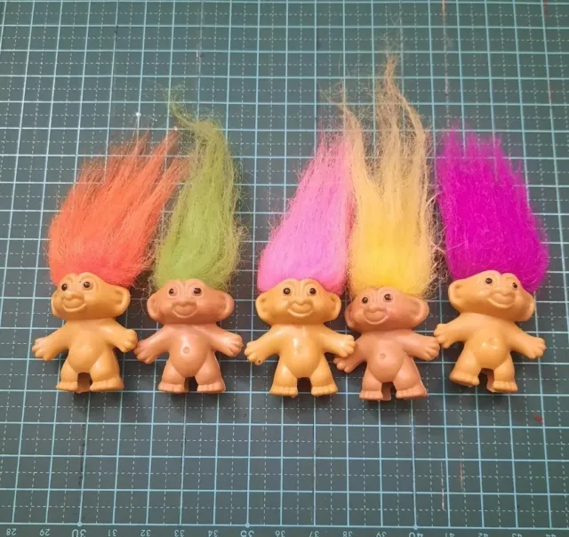 5x Vintage 90s Russ Dam Keyring Pencil Topper Troll Dolls