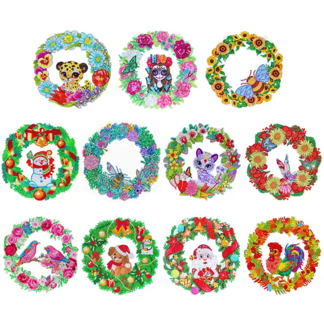 5D Ponit Drill Diamond Painting Crystal Wreath Mosaic Door Hanging Decor AU