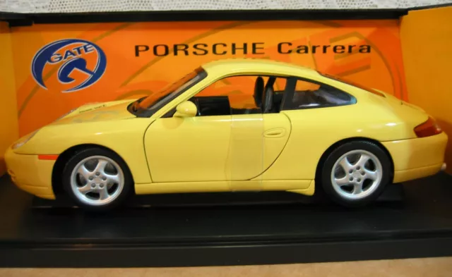 Gate Porsche Carrera 996 Coupe Yellow Car Die Cast Metal 1:18 Scale! New in Box