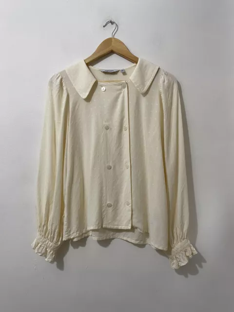 & And Other Stories Cream Blouse Collar Puff Sleeves UK8 EU36