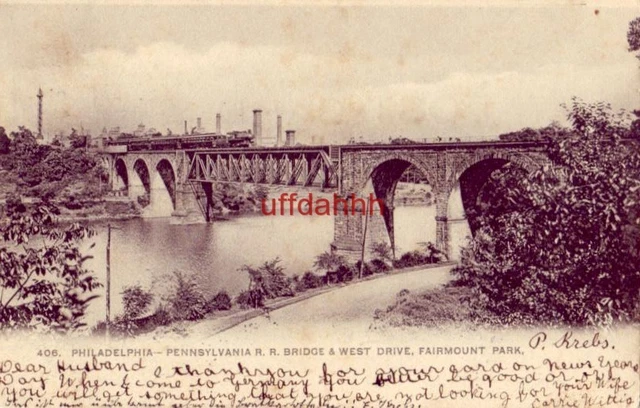 Pre-1907 Philadelphia - Penn R. R. Bridge & West Drive, Fairmount Park 1905