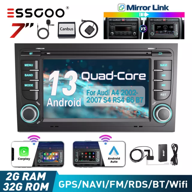 Für Audi A4 8E B6 B7 Seat Exeo Autoradio DAB+ Android 13 Navi GPS WIFI Carplay