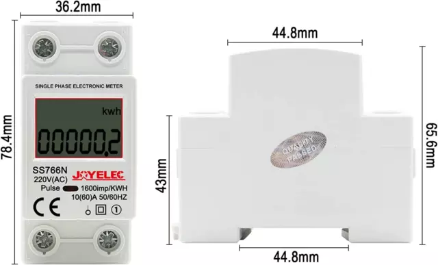 Contatore Energia Elettrica, Misuratore  Di Corrente Con GuidaDIN Schermo LCD 3