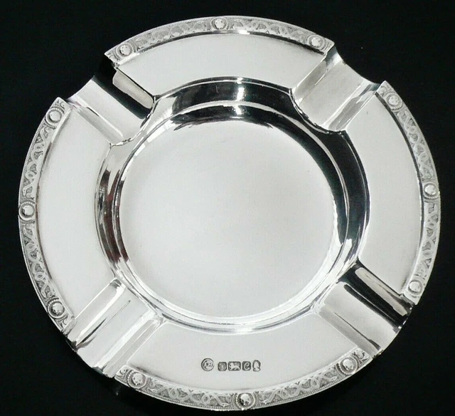 Sterling Silver Ash Tray, Celtic Knot Pattern, Francis Howard Ltd Sheffield 1977