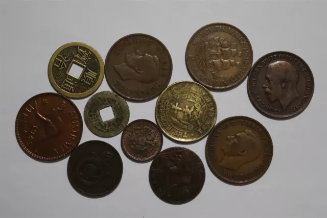 🧭 🇨🇳 China + South Africa + Uk & Brazil Old Coins B53 #19 Jjj41