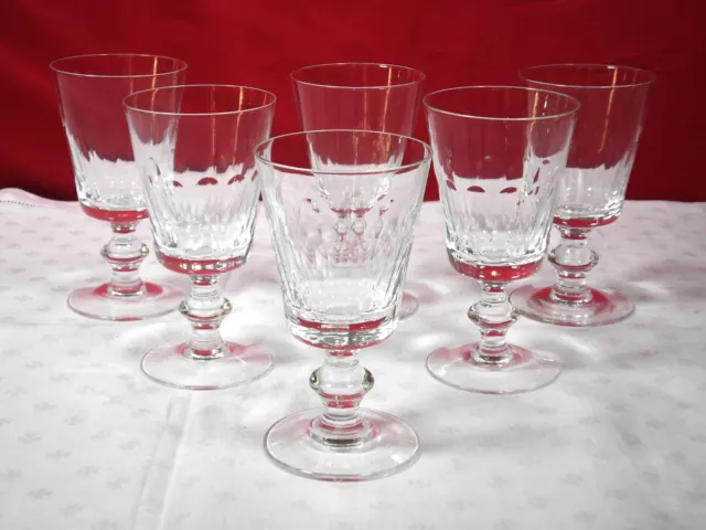 6 verres à vin 13,5 cm Baccarat côtes plates - Saint-Louis CATON