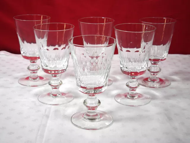 6 verres à vin 13,5 cm Baccarat côtes plates - Saint-Louis CATON - 2 lots dispo