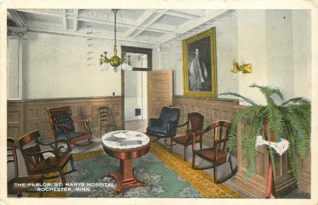 Rochester Minnesota~Victorian Parlor at St Mary's Hospital~Rug~Doily Tables~1920