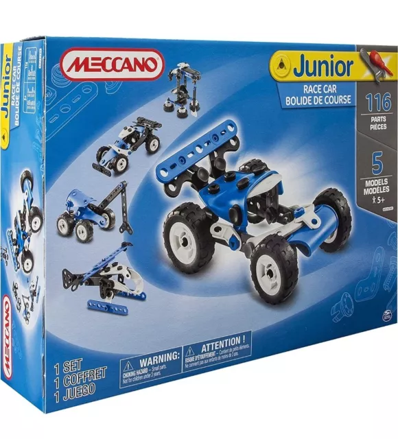 Spin Master Meccano Junior Race Car 5 Models 116 Pieces Blue Age 5+