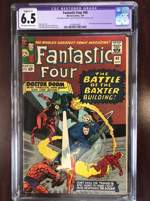 Fantastic Four #40, CGC 6.5 C-1, OWTW PAGES, Daredevil, Dr. Doom!