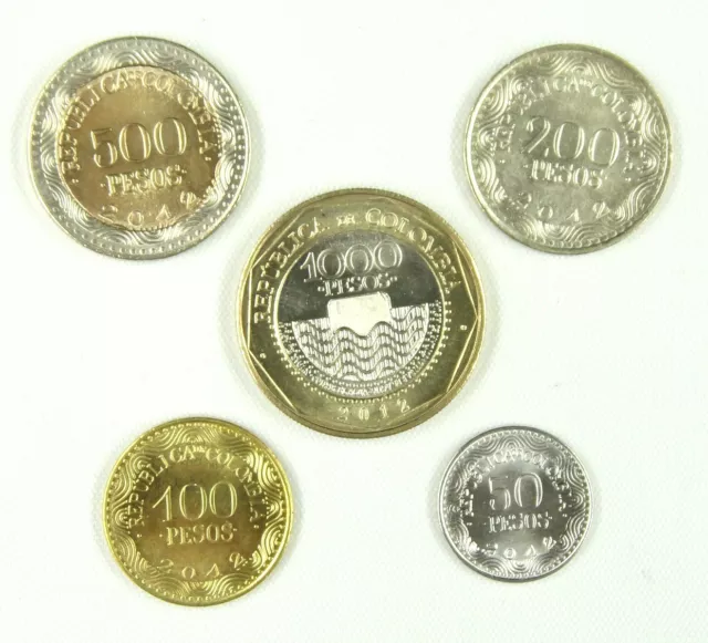 Colombia coins set of 5 pieces 2012 UNC