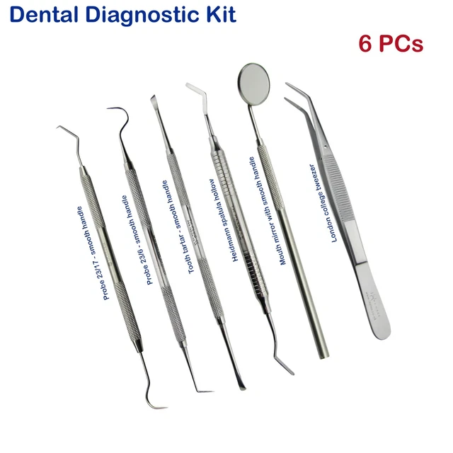 Kit D'examen Dentaire Basique - Miroir, Sonde, Serpe - Neuf - Acier Inoxydable