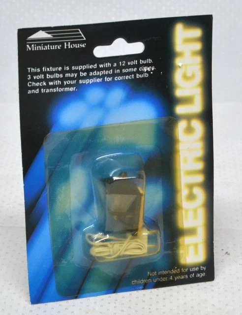 Miniature House Black Electric Coach Light w/plug 1:12 Scale 12V bulb dLL3