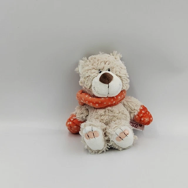 Doudou peluche ours gris rouge pois NICI - 29933