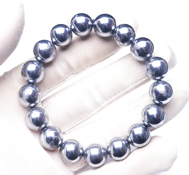 12.2mm Natural Terahertz Wave Gemstone Beads Healing Bracelet AAA