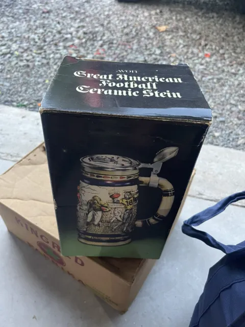 Avon The Great American Football Lidded Ceramic Stein With Box