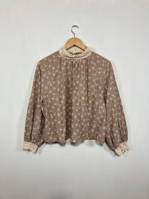 Chemisier Zara Ecru à Motif Plumetis – Taille S (UK 8) – Occasion Très Bon État