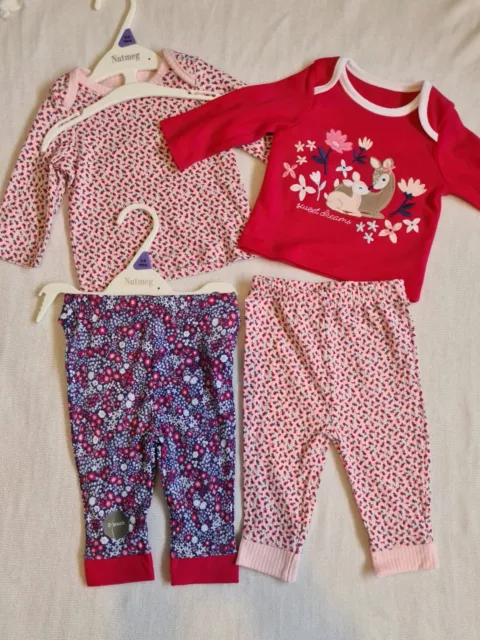 Nutmeg baby girl tops/ trousers clothes bundle age 3-6 months BNWT