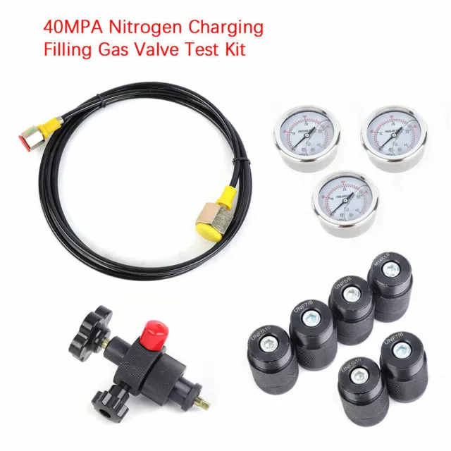 HYDRAULIC NITROGEN ACCUMULATOR Gas Valve Kit Pressure Test Kit 3 Gauge