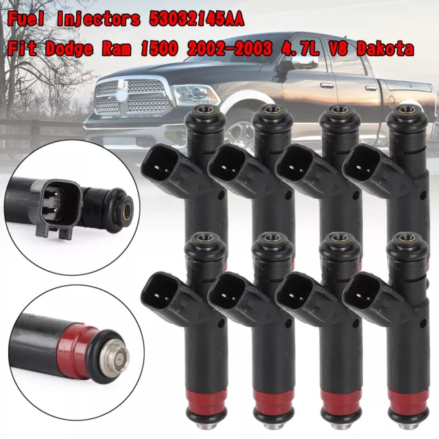 8PCS Fuel Injectors 53032145AA Pour Ram 1500 2002-2003 4.7L V8 Dakota 2