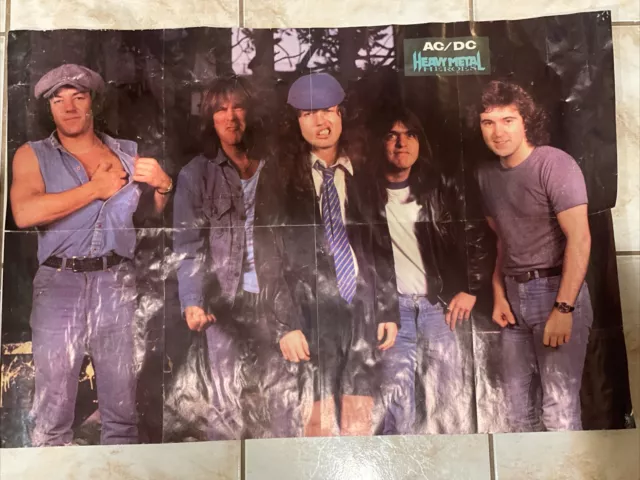 1988 HEAVY METAL HEROES AC/DC Dokken Double Sided Magazine Pullout Poster