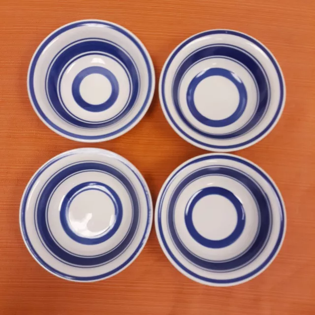 Vtg Royal Norfolk Stoneware Blue White Striped Cereal/Soup bowl Set of 4