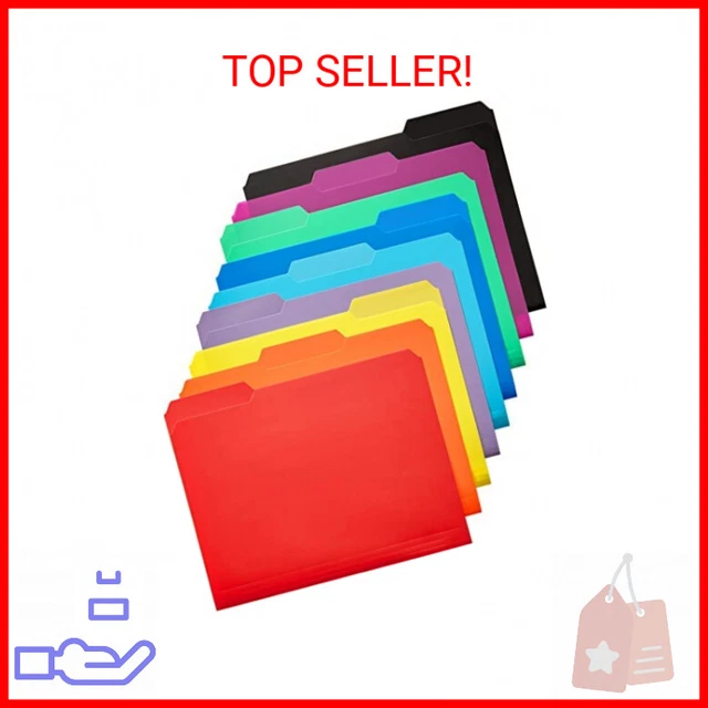 KTRIO 9 Pack Plastic File Folders Colored Folders - 9 Assorted Colors Letter Siz