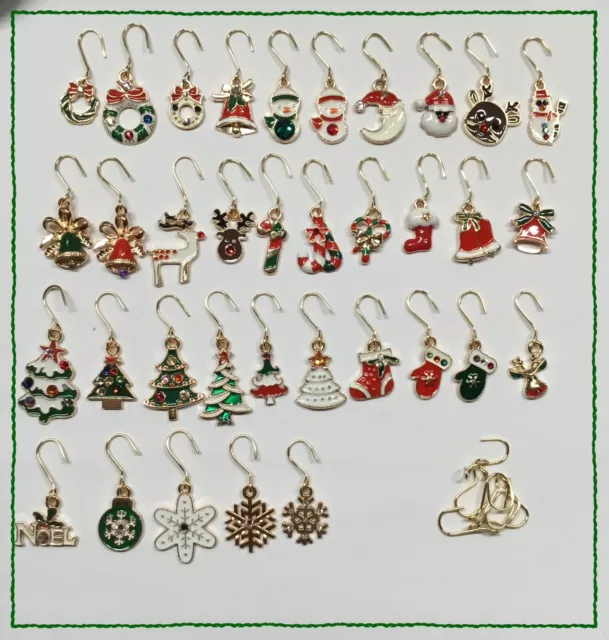 Handcrafted Miniature Enamel Christmas Ornaments 1” Gold w Swarovski Rhinestones