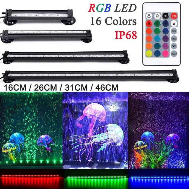 LED Bubble Air Stone Light Submersible Aquarium Fish Tank Aqua 16Colors RGB Lamp
