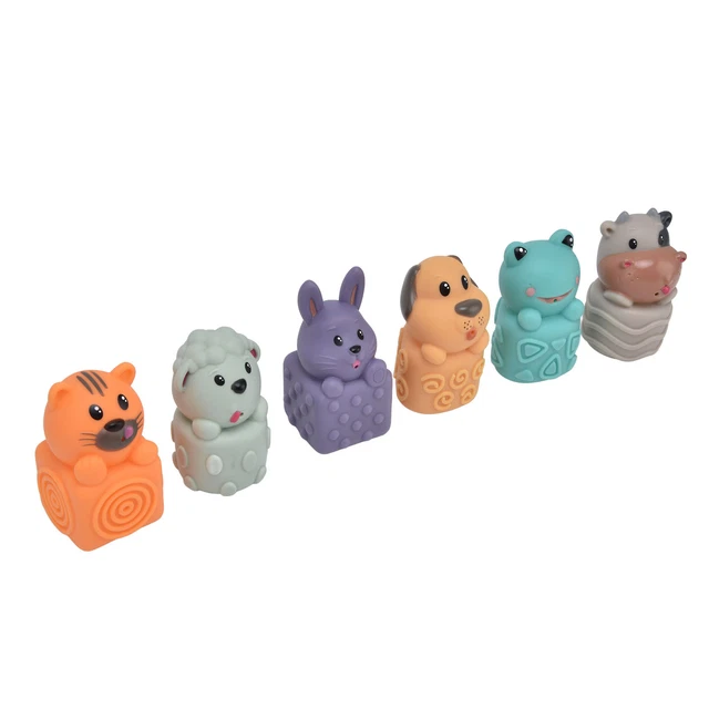 6pcs Baby Soft Blocks Animal Stacking Building Blocks Squeezing Teething For Hot