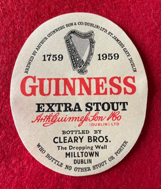 Guinness Bottle Label , Milltown , Dublin , Ireland, Brewery, Vintage.