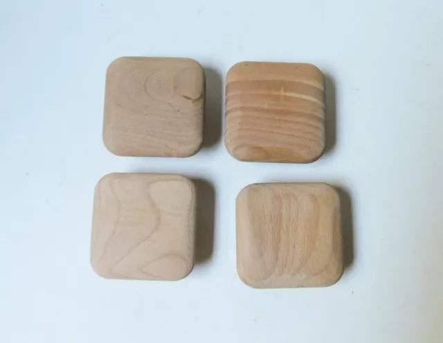 4 Wood Square Knobs Handles Cabinet Drawer Pulls 2 1/2" Unfinished WH10