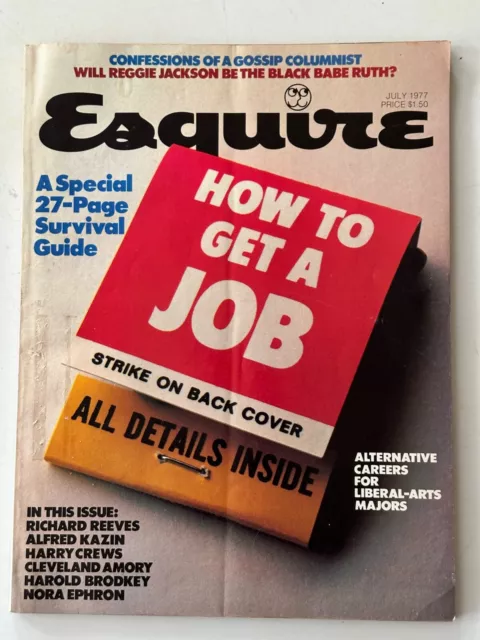 ESQUIRE Magazine: July 1977 Get a Job Reggie Jackson Lesley-Anne Down Free Ship!