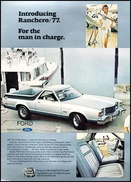 1977 Ford Ranchero Pickup GT - Advertisement Print Art Car Ad J816