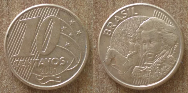 Brazil 10 Centavos 2007 Coin Real Cruzeiros Reis Brasil Free Shipping Worldwide