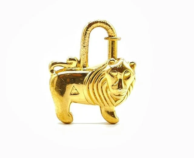 Hermes Lion Motif Cadena Padlock Keyring Gold Fashion Accessories