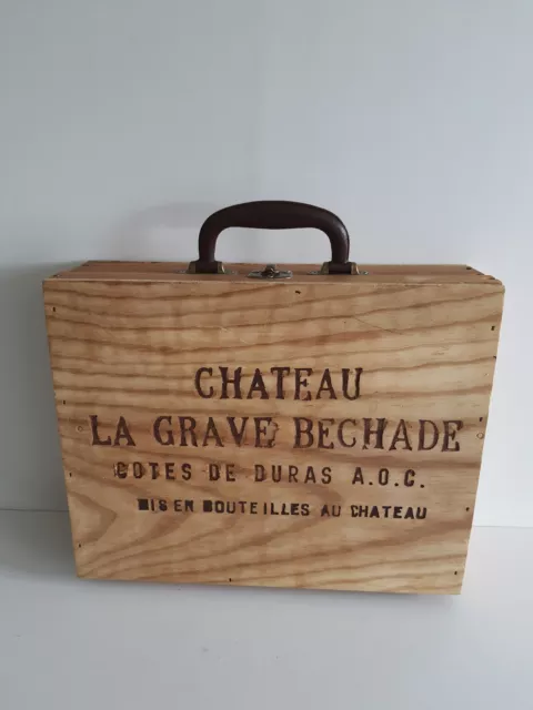 De colección original Chateau la Grave madera maleta de vino caja de vinos SUPER RARO
