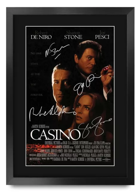 Casino Movie Poster The Cast Signed 16 x 12 inch Framed Gift Printed Autograp...