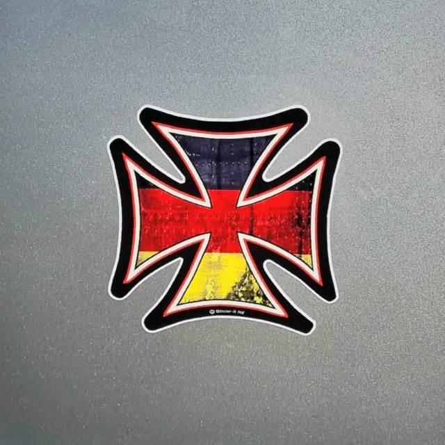 Germany German Flag Iron Cross Vinyl Sticker Decal For Car Van Helmet 90x90mm