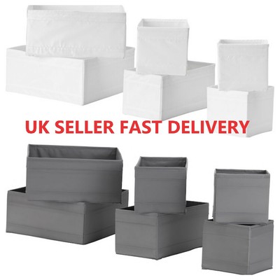 IKEA SKUBB SET Of 6 Drawer Organiser Storage Cloth Boxes Wardrobe Grey IKEA SKUBB SET Of 6 Drawer Organiser Storage Cloth Boxes Wardrobe Grey