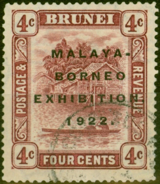 Brunei 1922 4c Weinrot SG54a 'Kurz 1 ' Fein Gebraucht