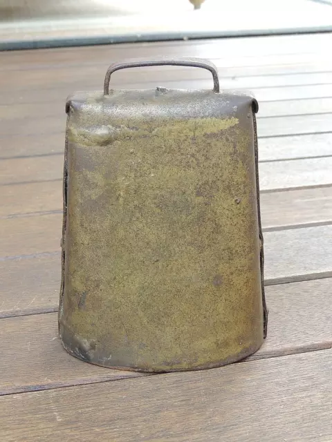 Antique Primitive Early American 7" Cow Bell, Hand Forged & Wrought Iron NICE