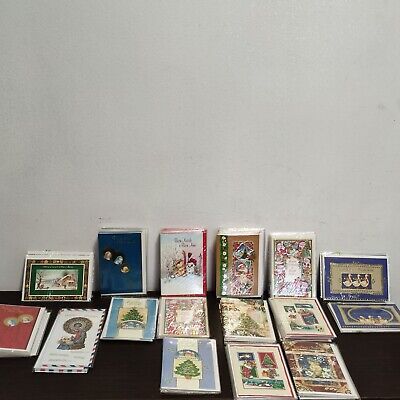 Cartoline di Natale vintage di auguri, lotto di 100 cartoline nuove assortite.
