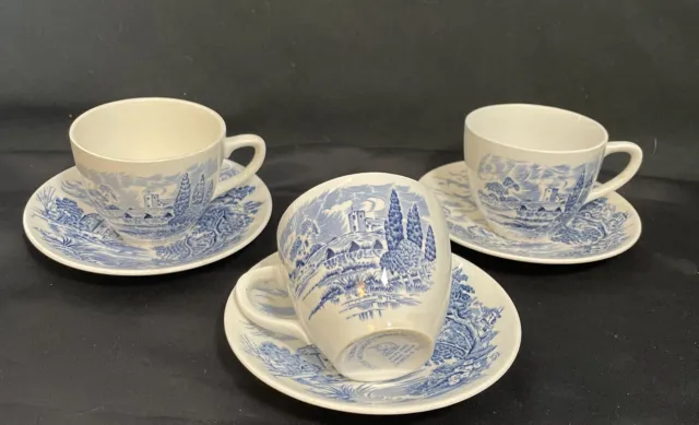 Vintage 3 Tea/Coffee Cup & Saucer Sets,Enoch Wedgwood Fine Bone China, England