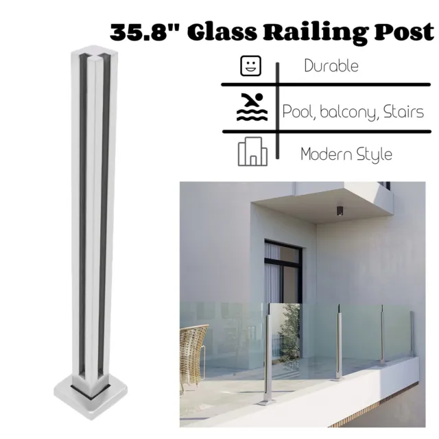 Glass Railing Mid Post,Balustrade for Balcony Deck Stairs 35.8'' Floor Mount