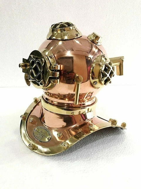Porte-clés Vintage Casque De Plongée US Marine Mark V - Réplique En Laiton/bronze - Neuf En Boîte