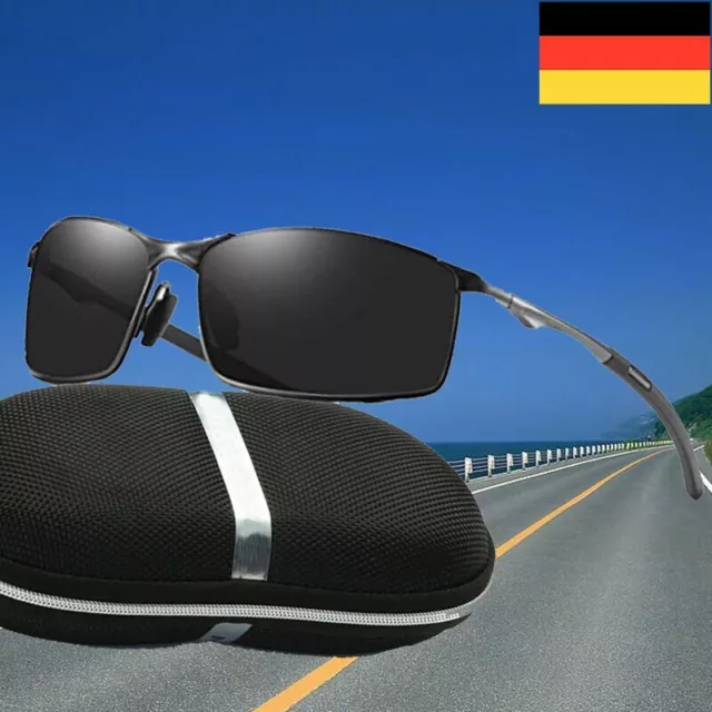 UV400 Herren HD Sonnenbrille Polarisiert Schutz Fahren Pilotenbrille+Brillenbox