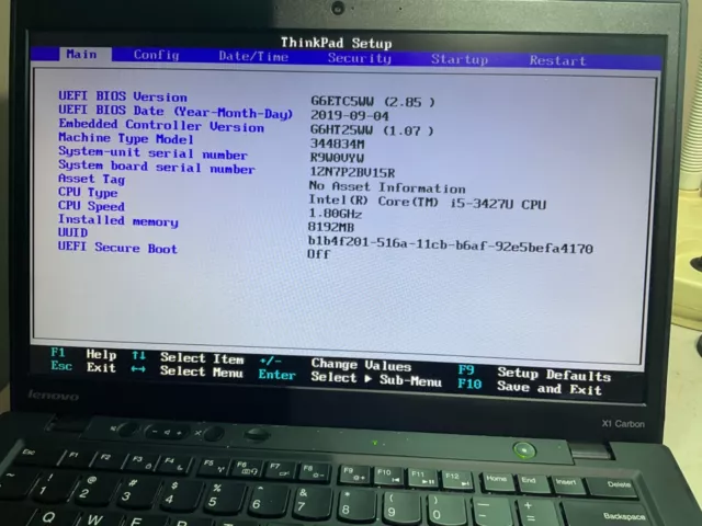 LENOVO THINKPAD X1 CARBON -intel i5 CPU - 8GIGS RAM - SSD