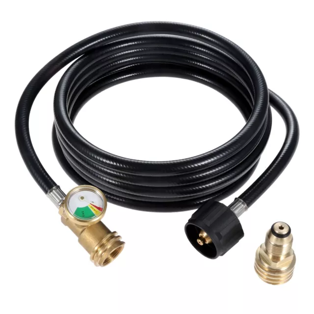 1x Propane Tank Extension Hose QCC1/ POL with Gauge BBQ Grill 12FT Adapter